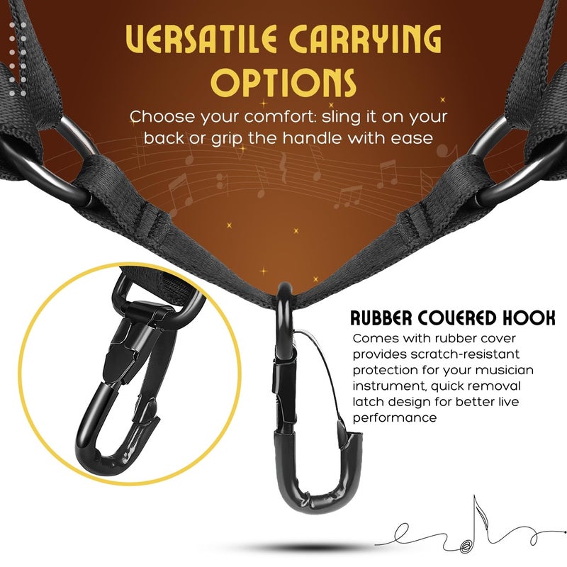 Flexzion Professional Saxophone Shoulder Strap w/Adjustable Chest Harness Design, Soft Padded Sax Holder w/Swivel Metal Hook, Musical Instrument Accessory for Alto Tenor Soprano Baritone Sax, Black - Image 5